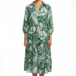 NWT Mlle Gabrielle Button Down Tiered 3/4 Sleeve Dress Sz L